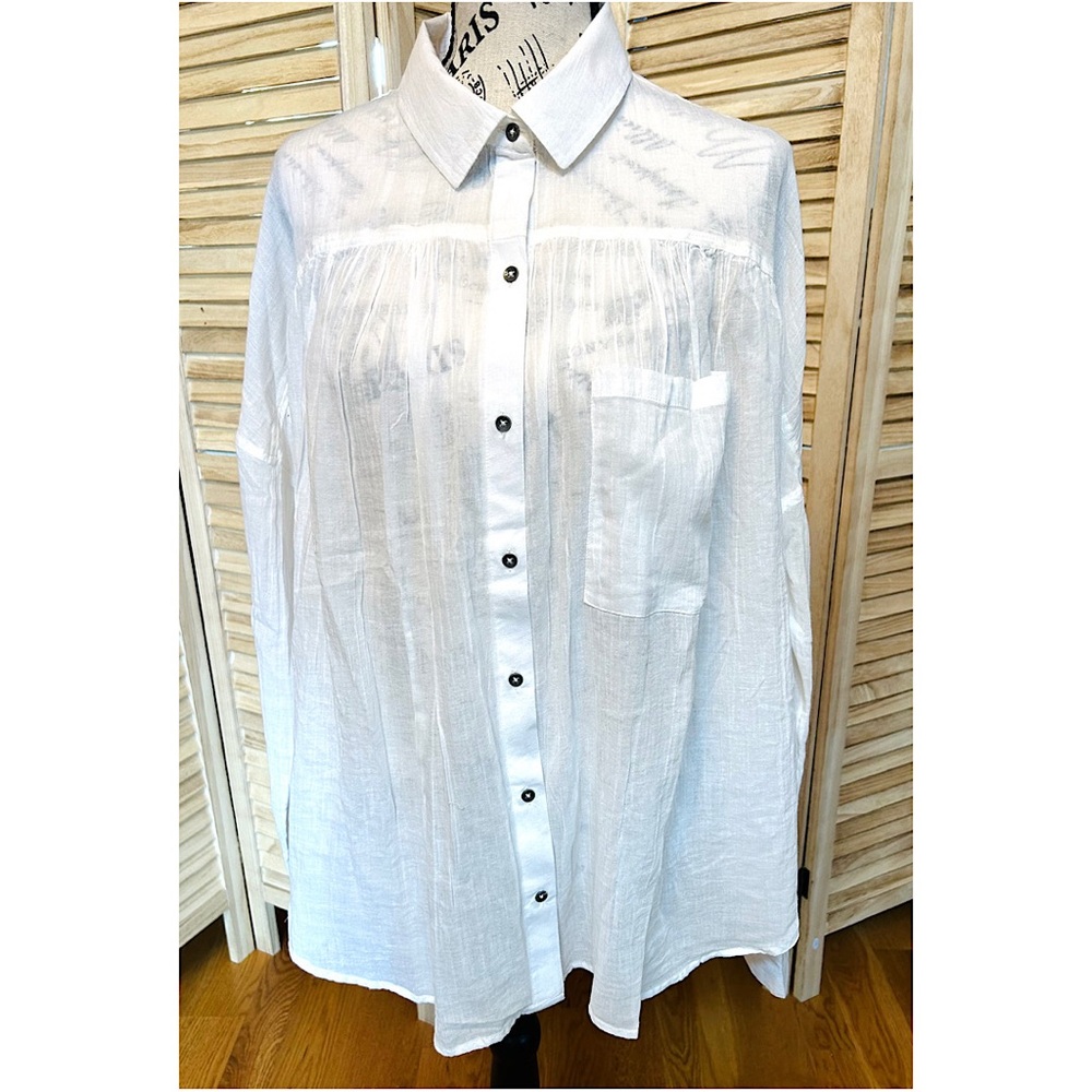 Billabong soft cotton gauze semi-sheer blouse/cover-up (L)